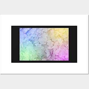 Frozen color oak leaves background Posters and Art